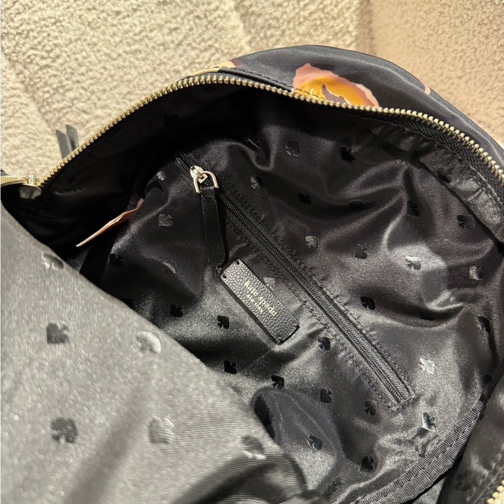 Kate Spade Dawn Paper Rose Medium Backpack Bag in Black Multi - Picture 5 of 6
